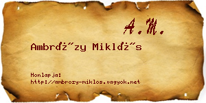 Ambrózy Miklós névjegykártya